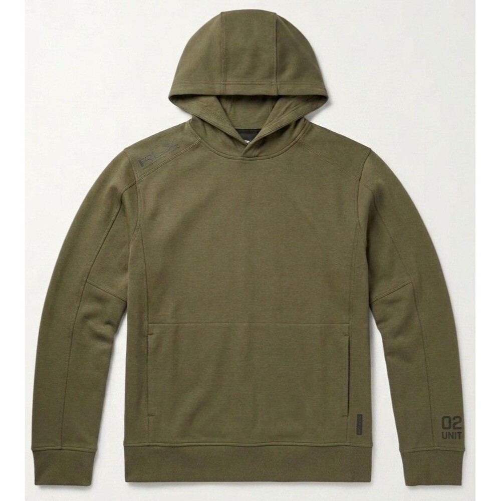 Ralph Lauren RLX Hoodie Men Small Olive Green Pullover Sweatshirt 02 Unit EUC - Picture 5 of 9
